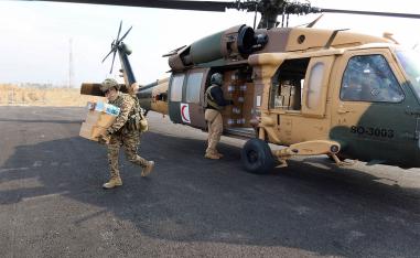 Jordan's air force launches 16 helicopter flights daily for medical aid