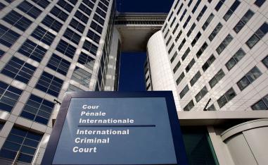 The entrance of the International Criminal Court in The Hague 