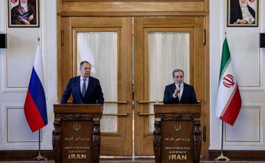 Iran’s FM Abbas Araghchi gives a joint press conference with Russian FM Sergei Lavrov in Tehran