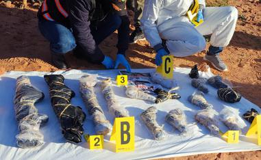 The weapons seized during the search