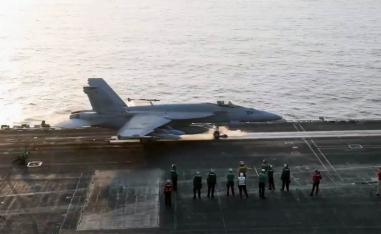 A fighter plane takes off for an operation against Houthi in an unknown location