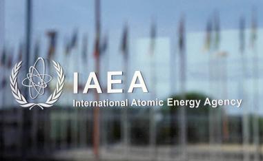  The logo of the International Atomic Energy Agency (IAEA) is seen at their headquarters in Vienna