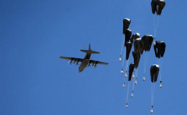 A UAE plane dropping food into Gaza