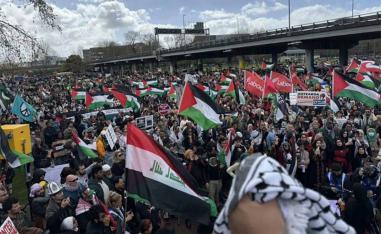 It is the largest rally of its kind since the war in Gaza began between Israel and Hamas