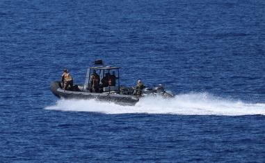 Libyan coast guard patrolling the sea