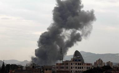 Smoke billows following an Israeli airstrike in Sanaa