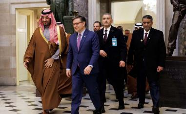 Crown prince attending an hour-long reception with Republicans and Democrats