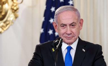 Israeli Prime Minister Binyamin Netanyahu attends a news conference in the State Dining Room at the White House in Washington, September 29, 2025. 