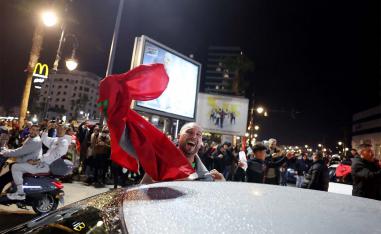 Moroccan fans celebrate in Tangier after winning their AFCON semi-final against Nigeria 