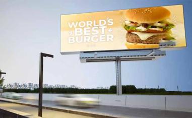 A fast food burger advert on a billboard