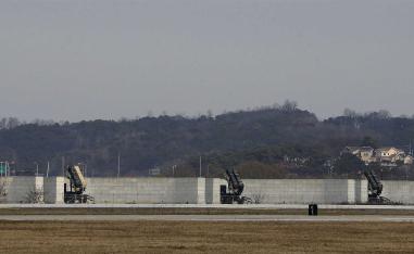 US Patriot missiles are seen at the Osan US Air Base in Pyeongtaek, South Korea