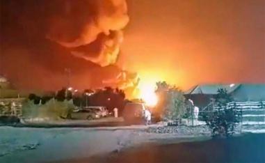 Smoke rises from an explosion March 6 in the direction of Ali Al Salem Air Base, amid the US-Israeli conflict with Iran, in Al Jahra, Kuwait 