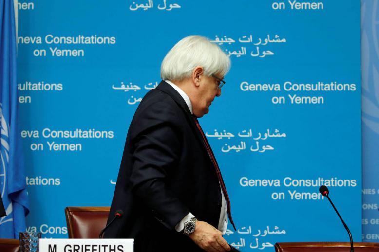 المبعوث الدولي غريفيث يغادر قاعة المفاوضات المجهضة في جنيف