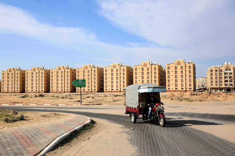 This picture taken on November 20, 2018 shows a view of the new Qatari-built residential units in Khan Yunis in the southern Gaza Strip