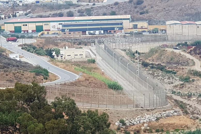 The border fence between Ceuta and Morocco