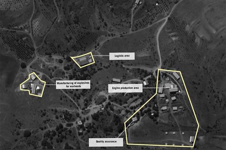 The aerial image of Hezbollah's missile site released by Israeli army