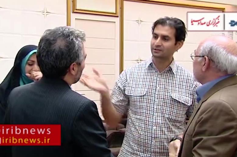 An image grab from footage released by Iranian IRIB TV channel on October 5, 2019 shows Reza Dehbashi arriving at Tehran international airport