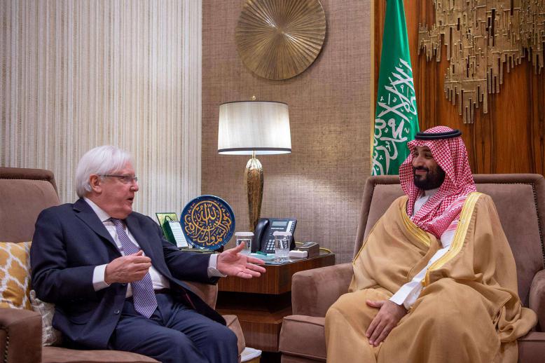 مبعوث الامم المتحدة لليمن مارتن غريفيث يلتقي ولي العهد السعودي الامير محمد بن سلمان
