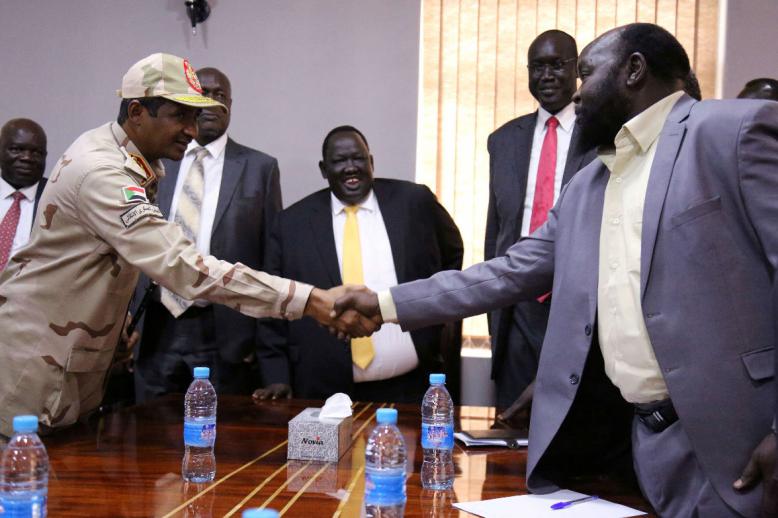 Deputy Head of the Transitional Military Council Mohamed Hamdan Dagalo meets SPLM-N leader Abdelaziz al-Hilu