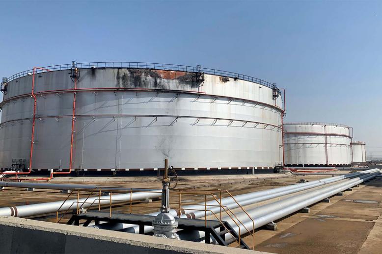 One of the 13 tanks at Aramco's North Jeddah Bulk Plant is currently out of action