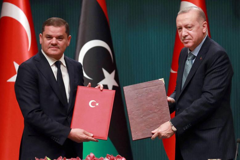 الرئيس التركي رجب طيب أردوغان ورئيس الحكومة الليبية عبدالحميد دبيبة