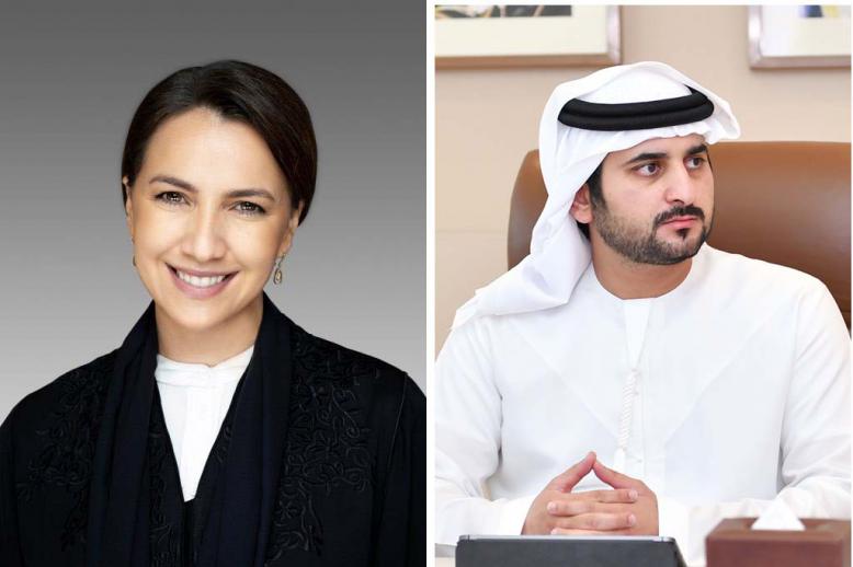 Maryam Al Muhairi (L) and Sheikh Maktoum bin Mohammed bin Rashid Al Maktoum (R)