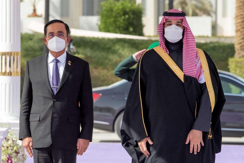 Thailand's Prime Minister Prayuth Chan-ocha received by Crown Prince Mohammed bin Salman in Riyadh