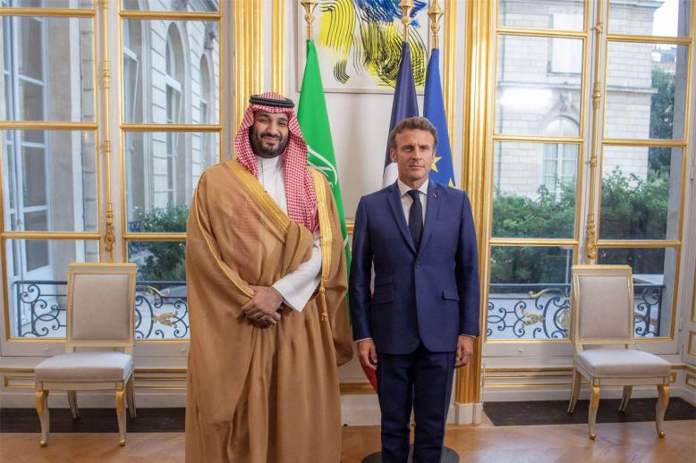 Macron welcoming Saudi Crown Prince Mohammed bin Salman in Paris
