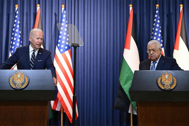 Biden pledged to keep up efforts to support a just solution to the Israeli-Palestinian conflict