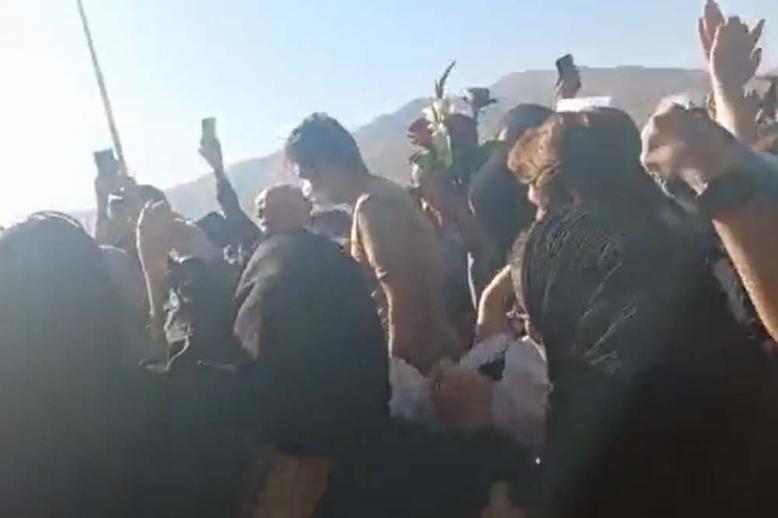 "Death to the dictator" - a reference to Supreme Leader Ayatollah Ali Khamenei, chanted the crowd