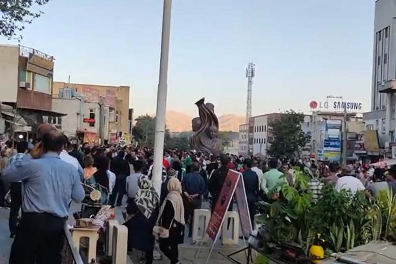 Hundreds of protesters gathered on Sunday at Azadi Square in Sanandaj to protest Amini's death