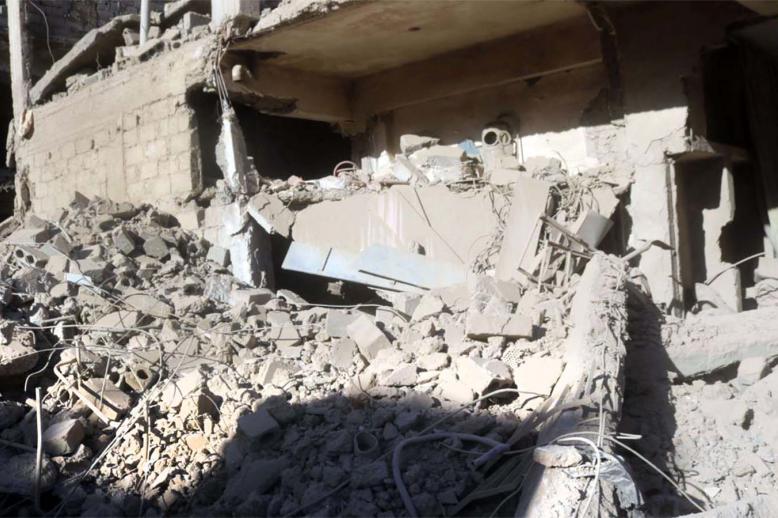 Syrian state media claimed that a mine “left by terrorists” detonated in the area