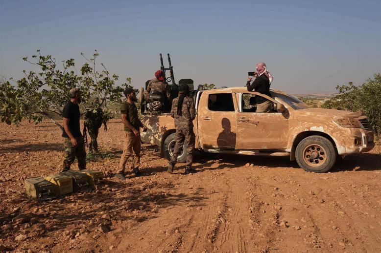 Turkey-backed fighters are positioned on the Mahsali and Arab Hasan frontline on the outskirts of Manbij