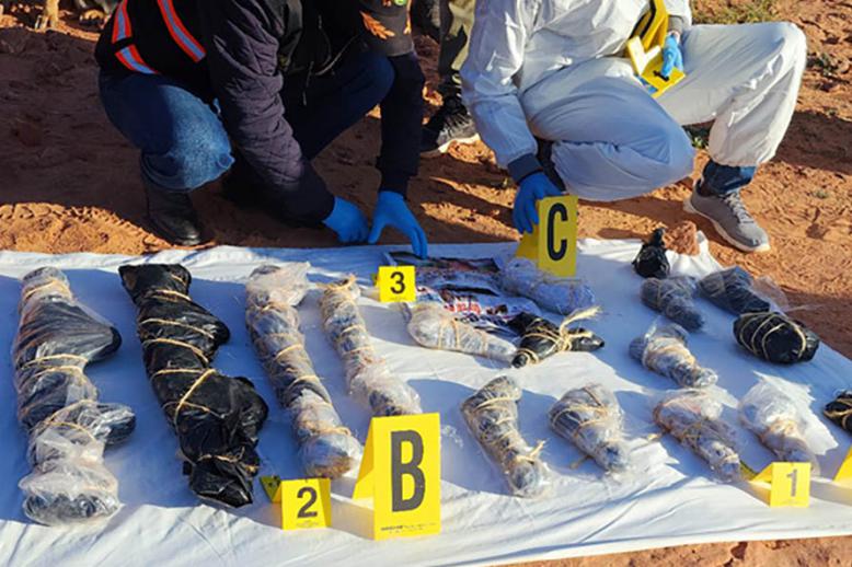 The weapons seized during the search