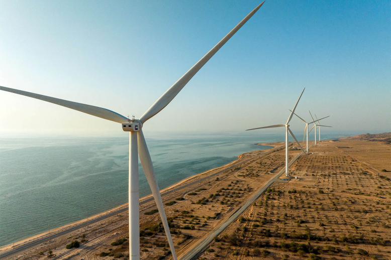 A wind farm is seen in Sir Bani Yas Island in Abu Dhabi