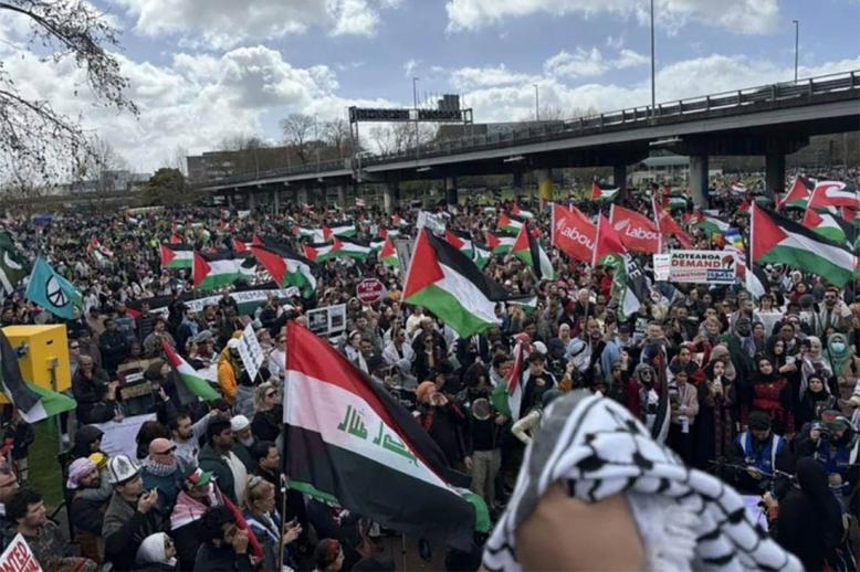 It is the largest rally of its kind since the war in Gaza began between Israel and Hamas