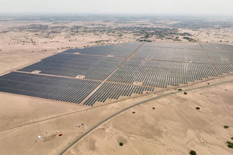 A drone view of the Aden Solar Power Plant