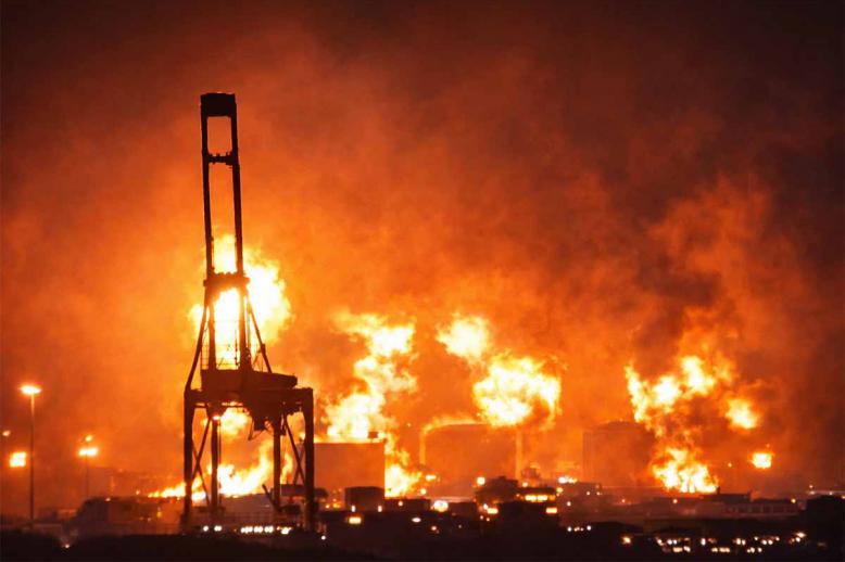 The Iranian strikes caused extensive damage, fires, and production halts