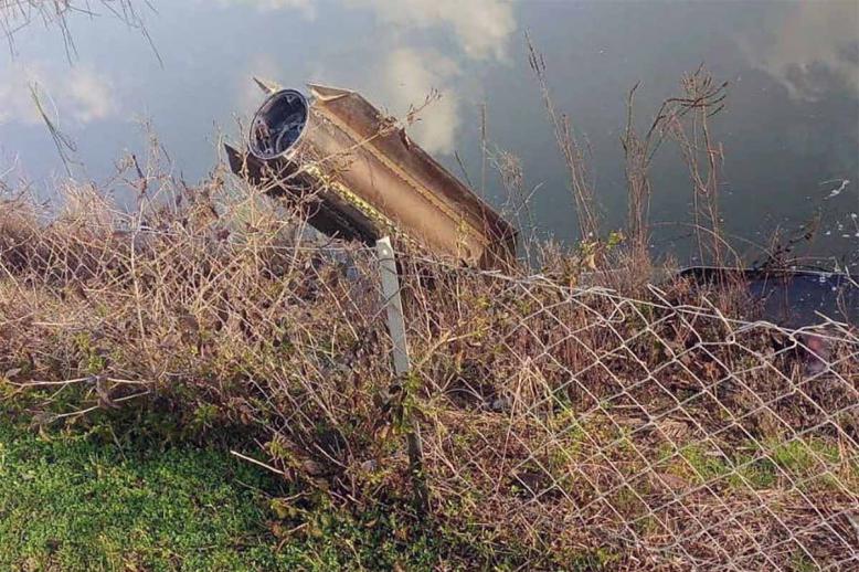 Debris of a NATO air defence system that intercepted a missile launched from Iran is seen in Dortyol, Turkey