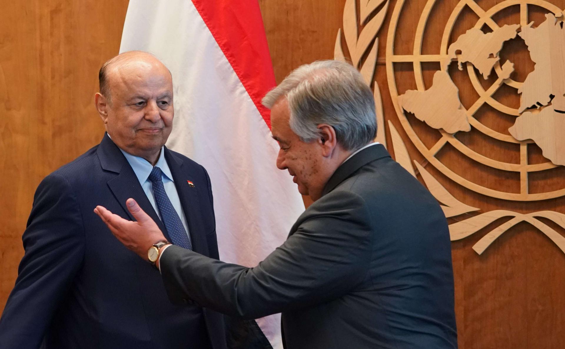 الأمين العام للأمم المتحدة والرئيس اليمني