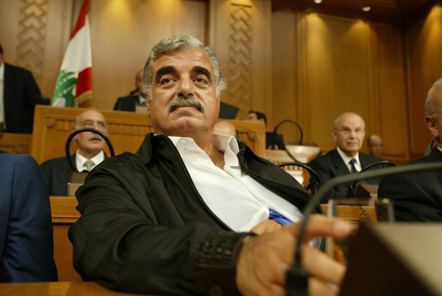 رفيق الحريري في جلسة برلمانية في سبتمبر 2004