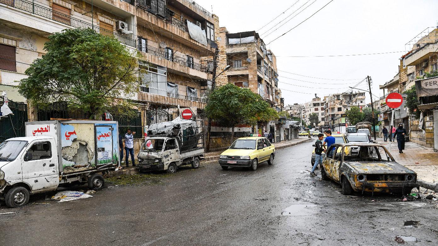 View of rocket-hit Al-Azamiyah neighbourhood of Syria's second city of Aleppo.