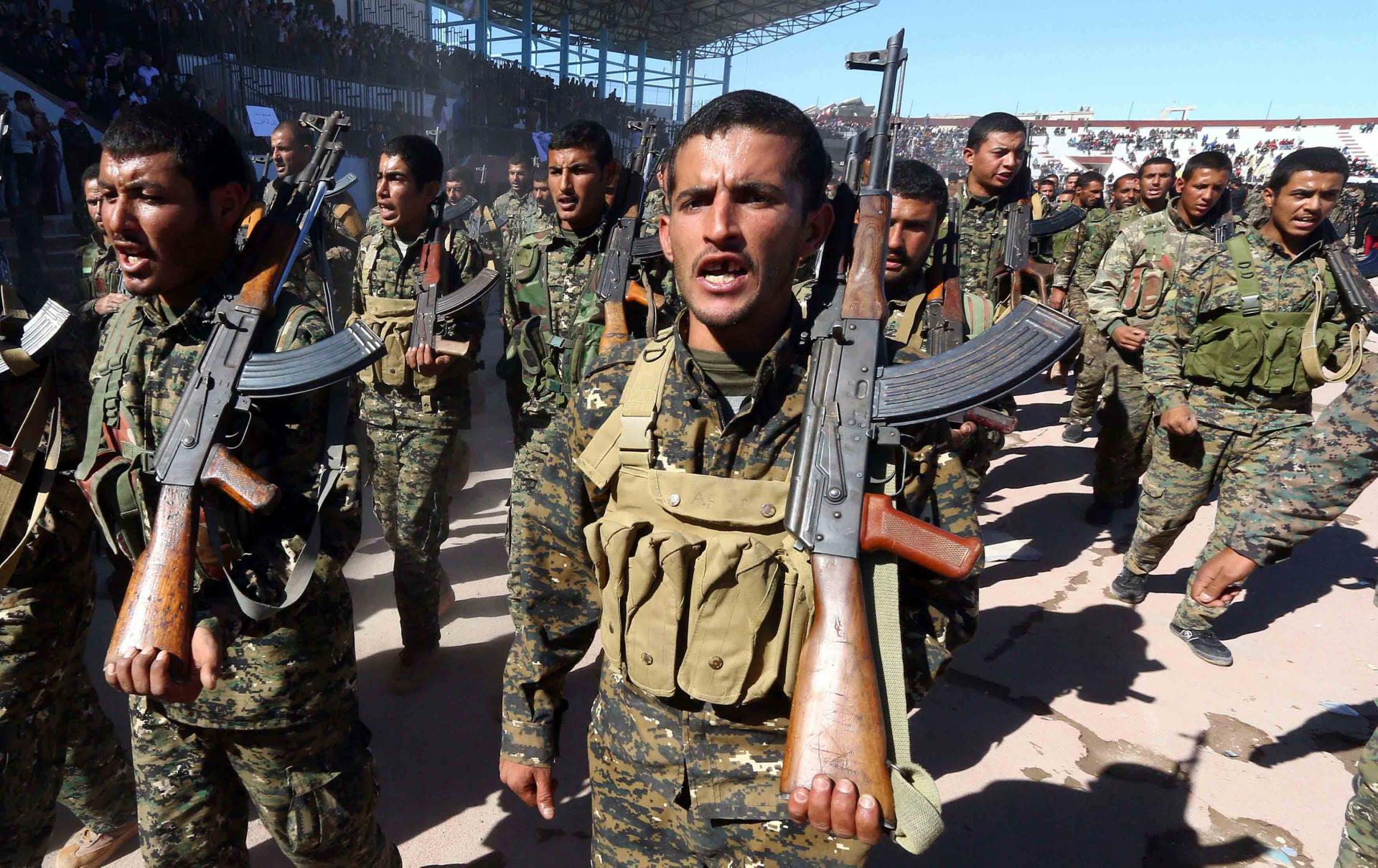 The SDF have faced a fierce fightback from the jihadists, including under the cover of sandstorms