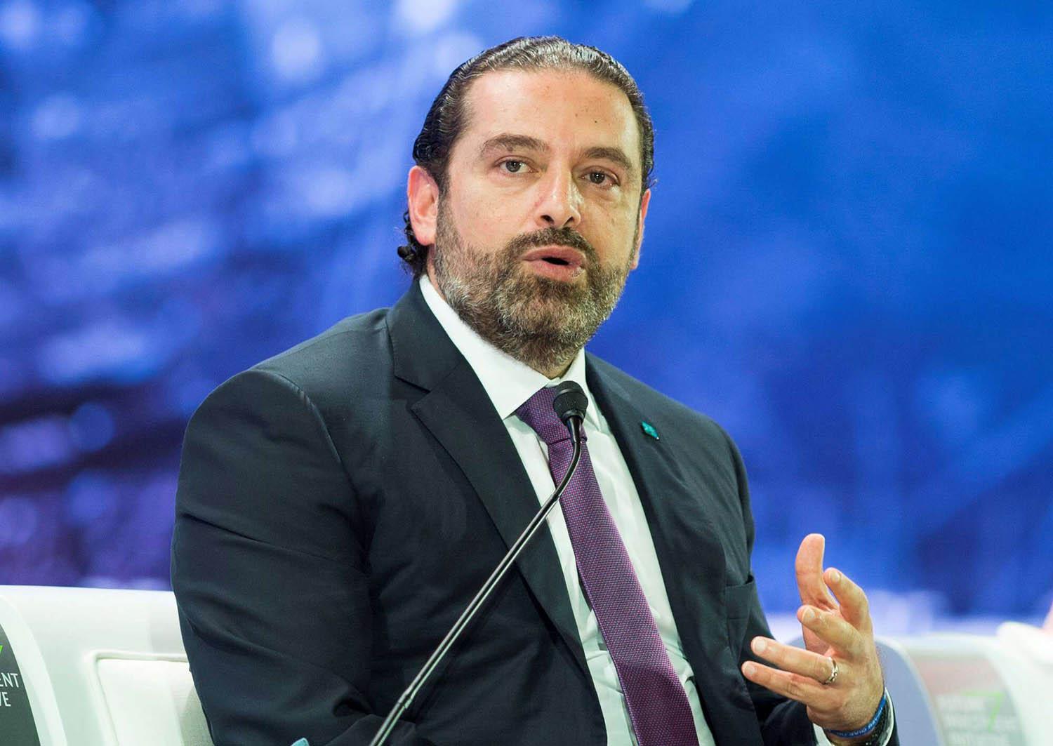 رئيس الوزراء اللبناني سعد الحريري يتحدث في مؤتمر الاستثمار في الرياض
