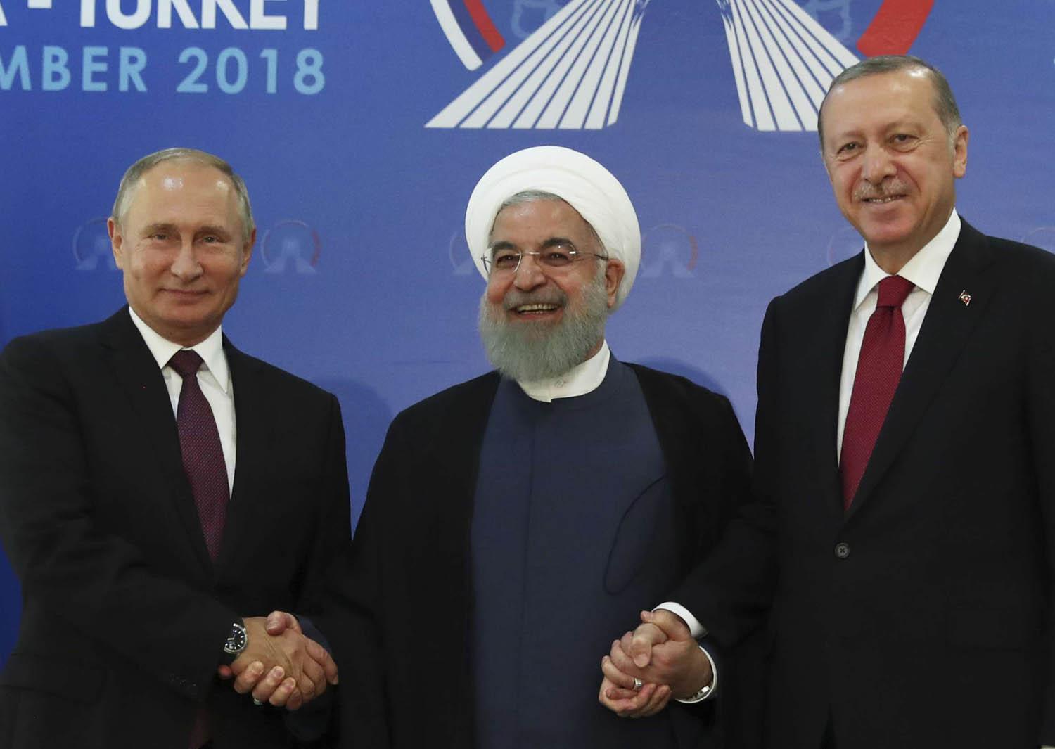 الرؤساء بوتين وأردوغان وروحاني في قمة طهران