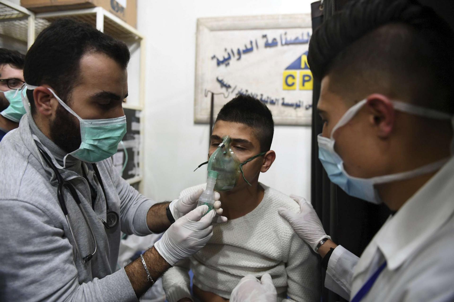 Moscow, a key Damascus ally, accused insurgents on Sunday of bombarding Aleppo with shells filled with chlorine gas