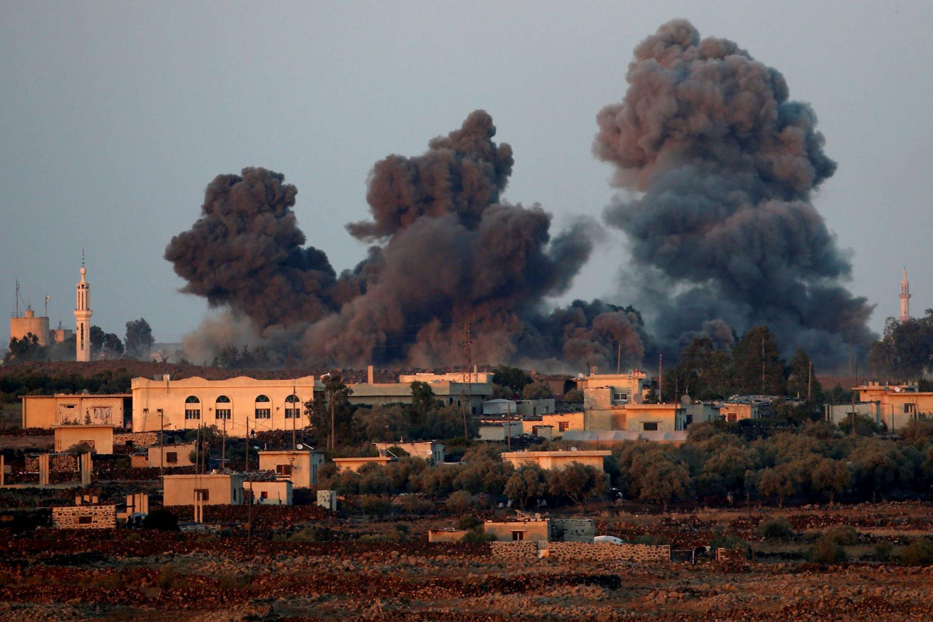 Three soldiers were injured and an ammunition depot damaged.