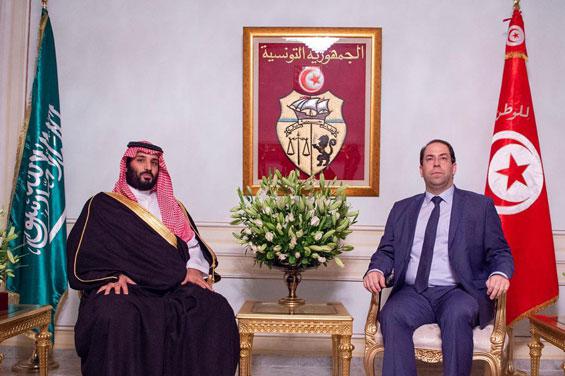 يوسف الشاهد أجرى مباحثات مع ولي العهد السعودي الأمير محمد بن سلمان الذي زار تونس قبل اسبوعين