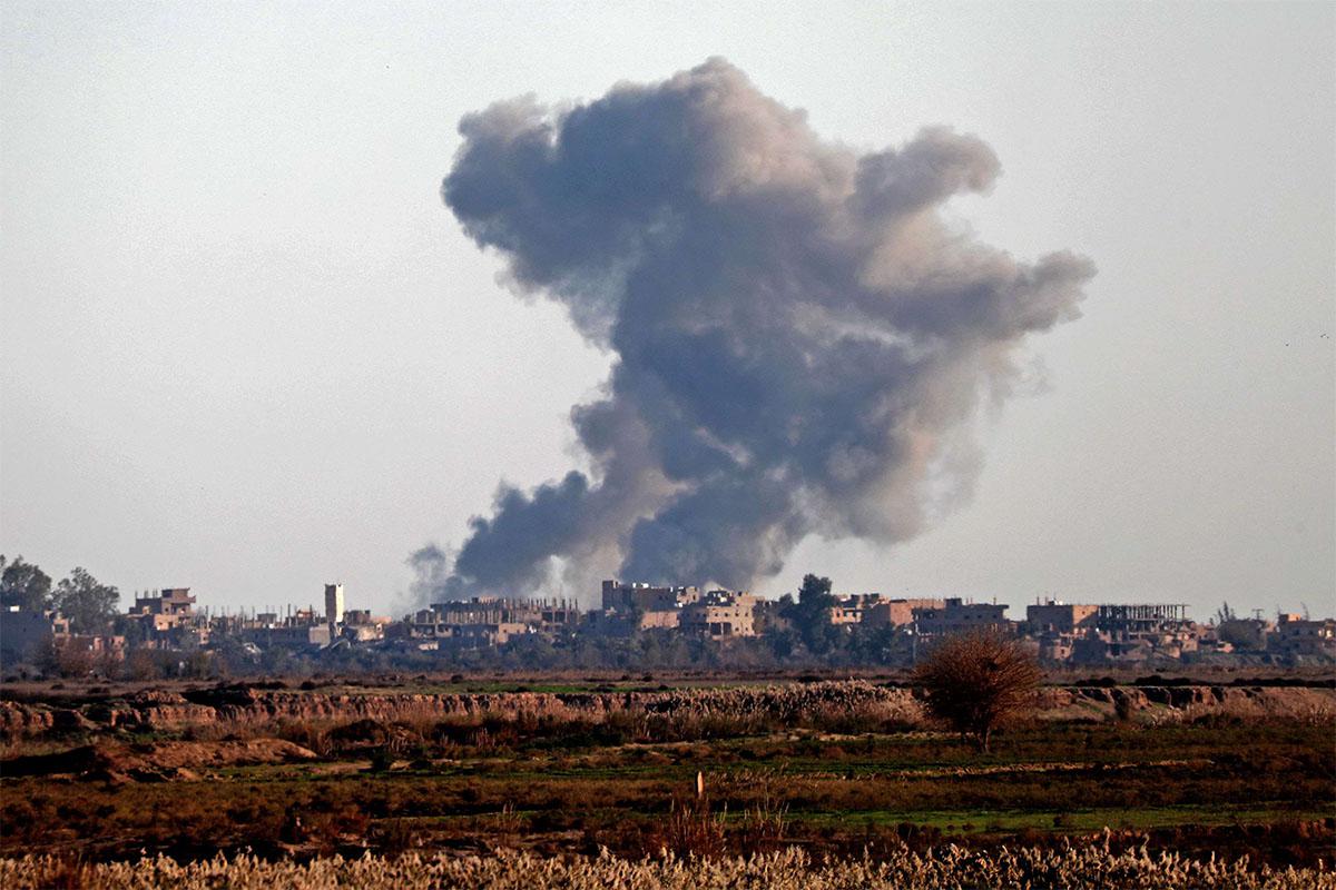 The village of Al-Shaafa in Deir Ezzor province is one of the last pockets of territory still controlled by IS in the Euphrates River valley