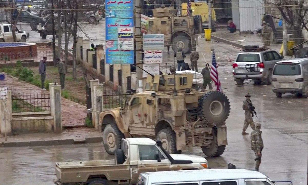 The scene of the suicide attack in Manbij